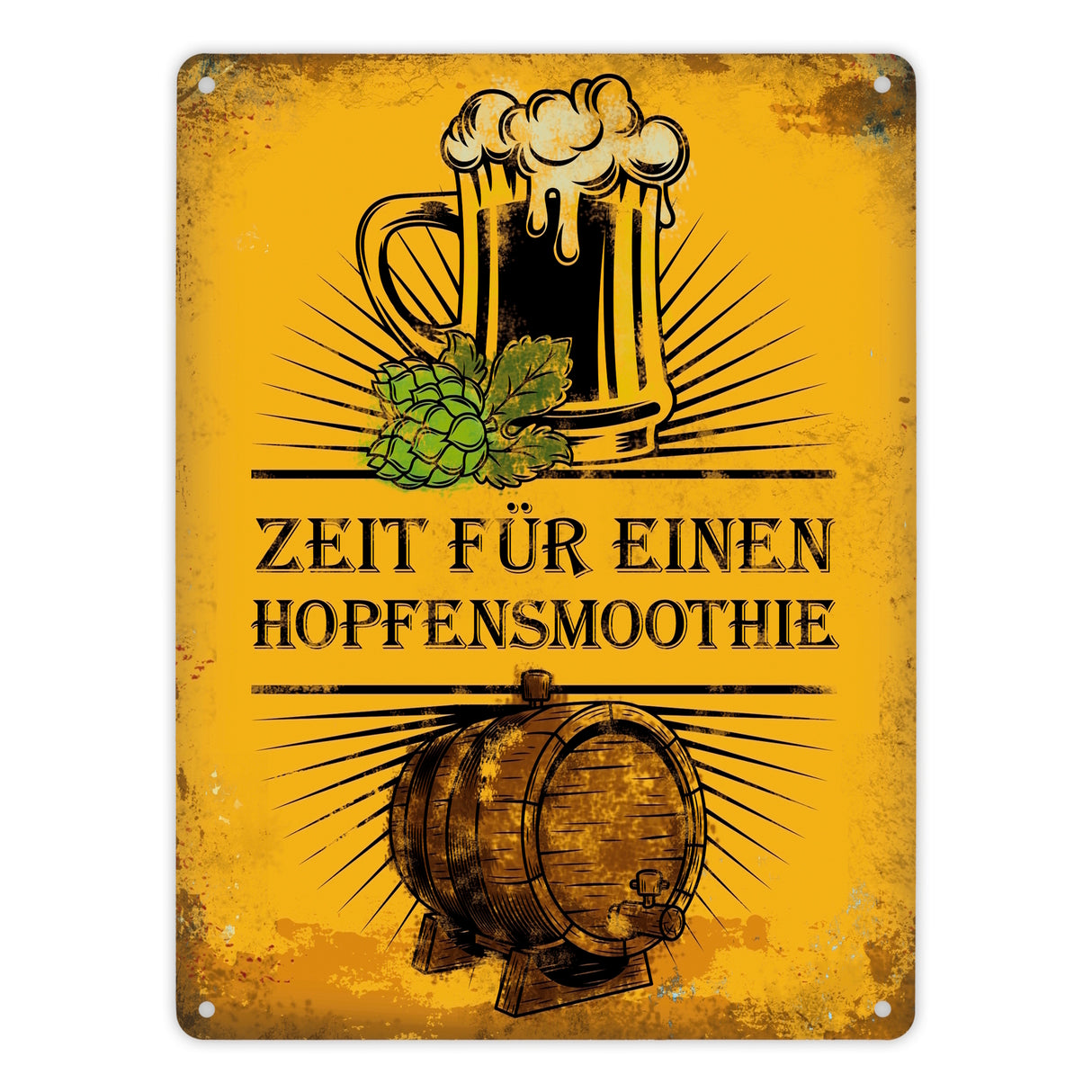 Metallschild mit Bier Motiv und Spruch: Zeit für einen Hopfensmoothie