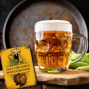 Metallschild mit Bier Motiv und Spruch: Zeit für einen Hopfensmoothie