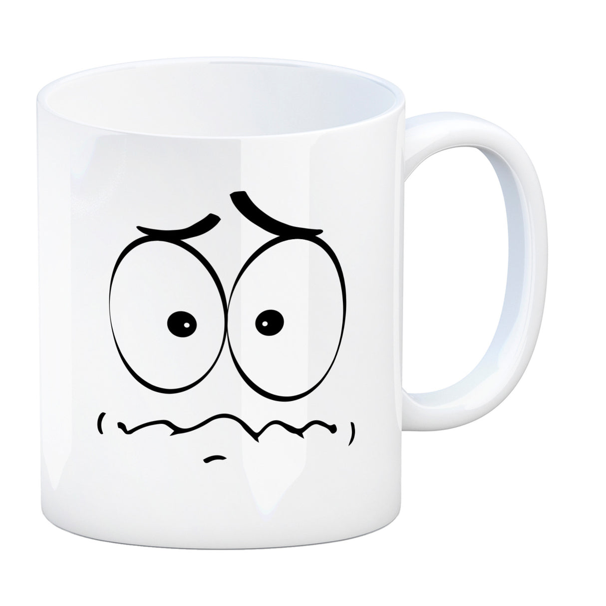 Tassengesichter Kaffeebecher mit ängstliches Gesicht Motiv
