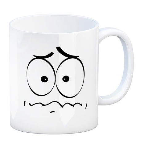 Tassengesichter Kaffeebecher mit ängstliches Gesicht Motiv