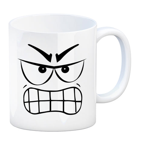 Tassengesichter Kaffeebecher mit aggressives Gesicht Motiv
