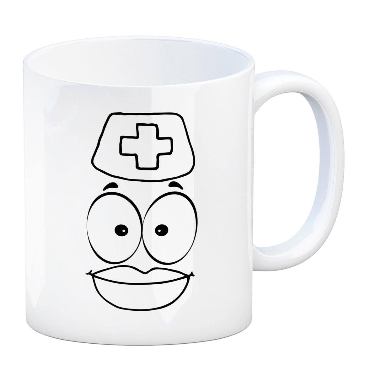 Tassengesichter Kaffeebecher mit Krankenschwester Motiv
