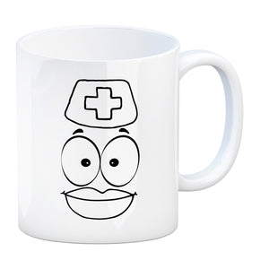 Tassengesichter Kaffeebecher mit Krankenschwester Motiv