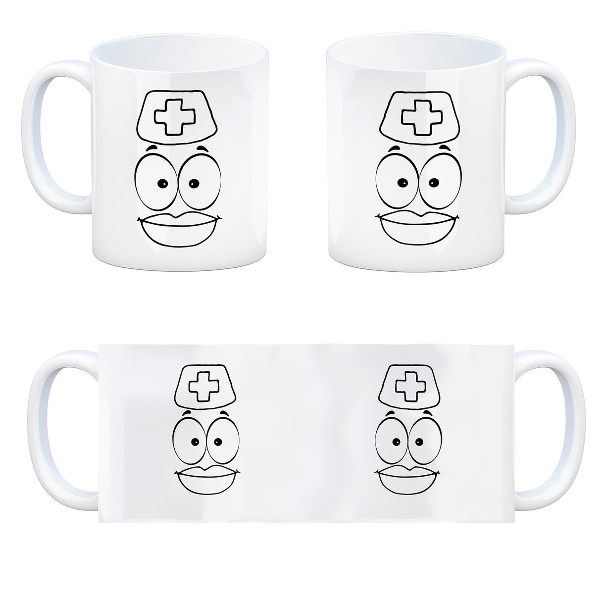 Tassengesichter Kaffeebecher mit Krankenschwester Motiv