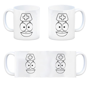 Tassengesichter Kaffeebecher mit Krankenschwester Motiv