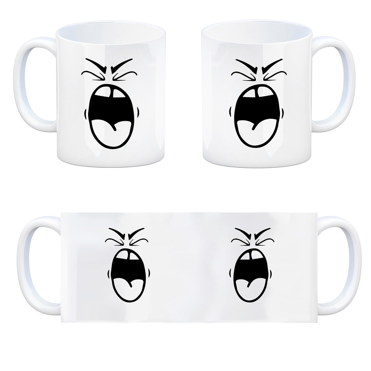 Tassengesichter Kaffeebecher mit schreiendes Gesicht Motiv