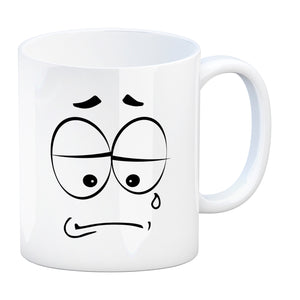 Tassengesichter Kaffeebecher mit trauriges Gesicht Motiv