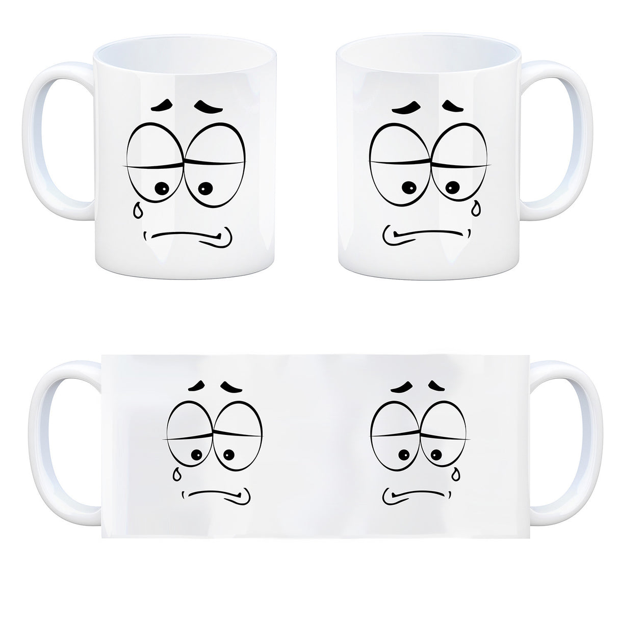 Tassengesichter Kaffeebecher mit trauriges Gesicht Motiv