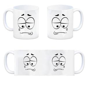 Tassengesichter Kaffeebecher mit trauriges Gesicht Motiv
