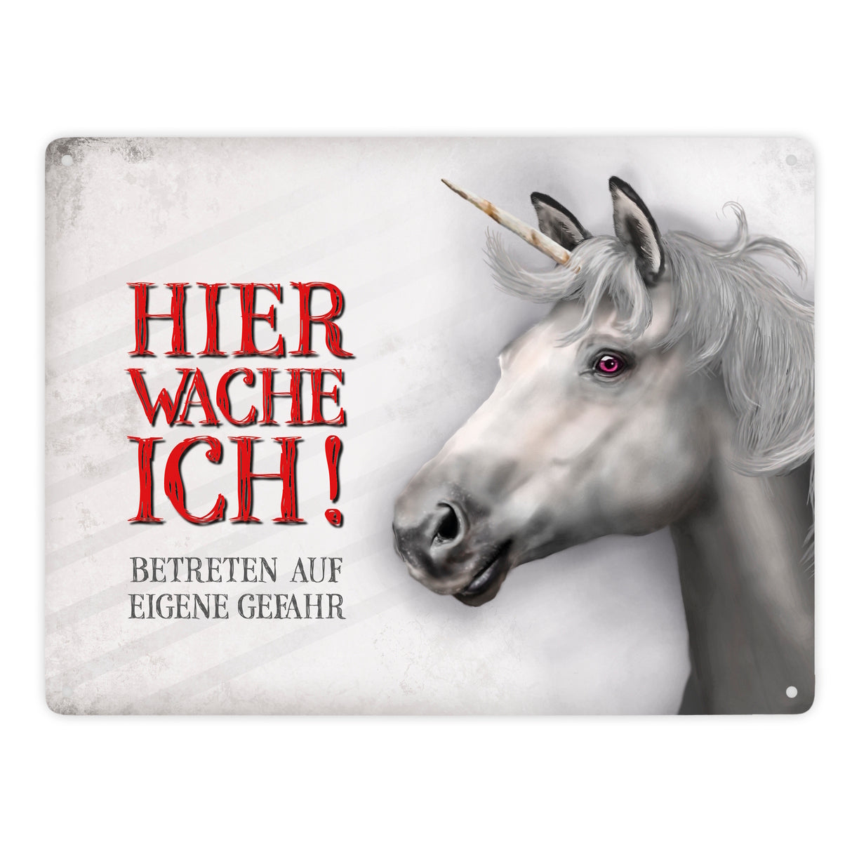 Hier wache ich! Einhorn Metallschild
