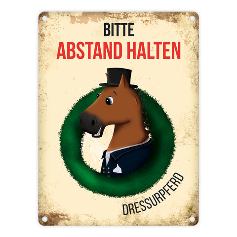 Metallschild mit Dressurpferd - Hängerschild, Anhängerschild