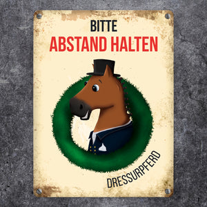 Metallschild mit Dressurpferd - Hängerschild, Anhängerschild