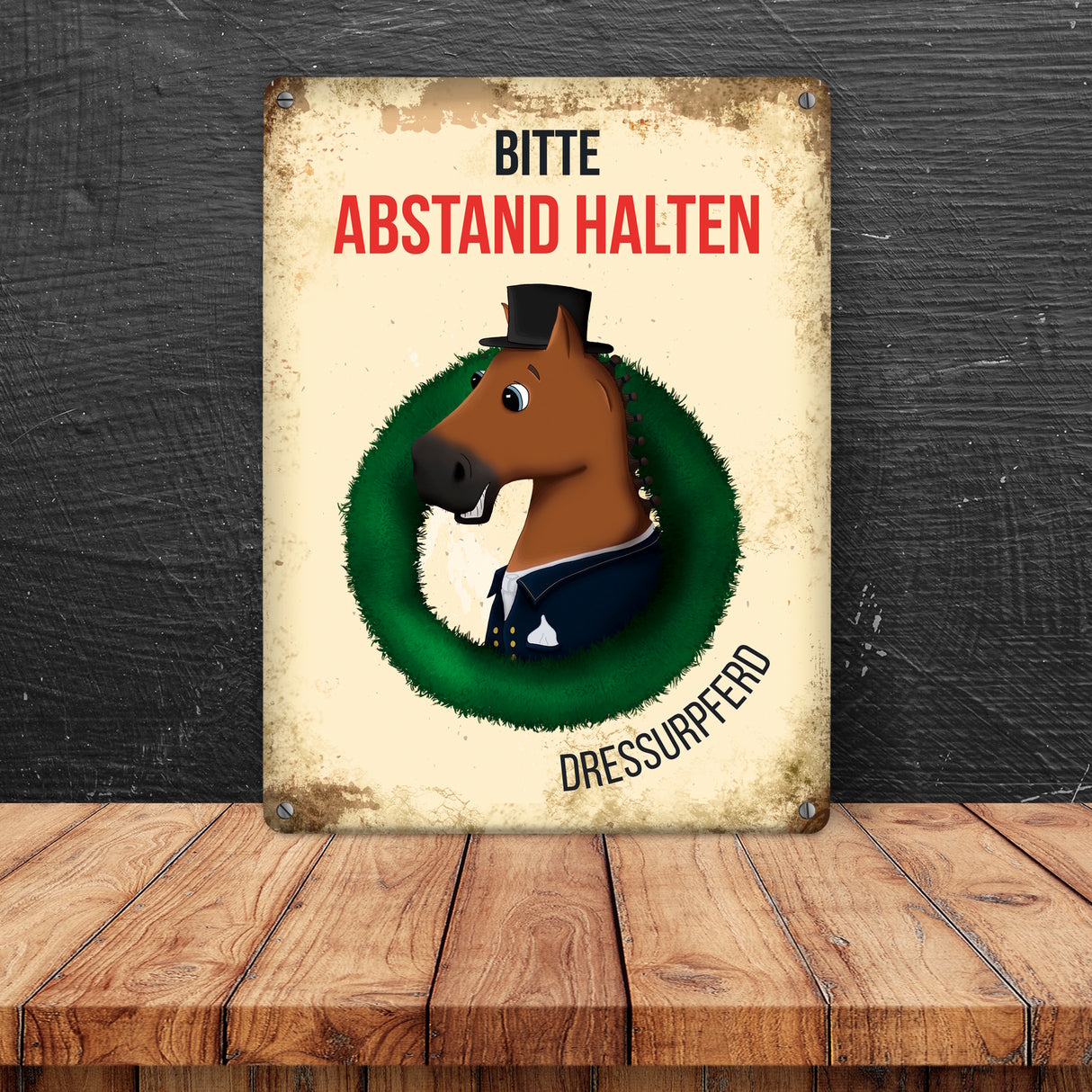 Metallschild mit Dressurpferd - Hängerschild, Anhängerschild