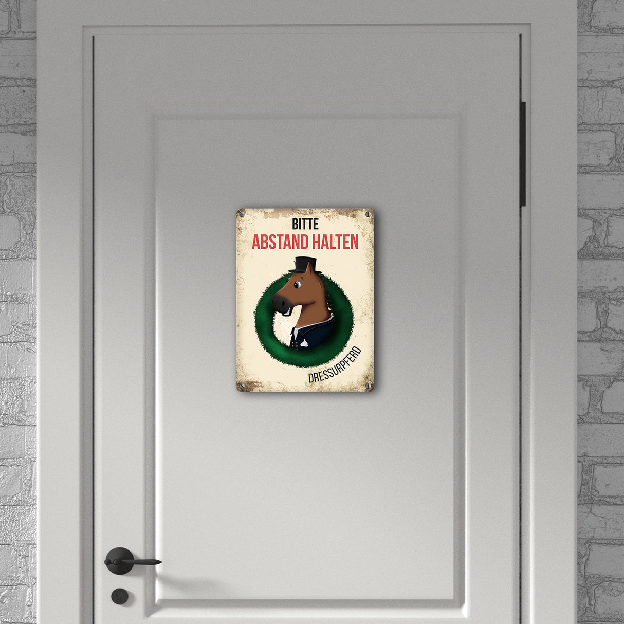 Metallschild mit Dressurpferd - Hängerschild, Anhängerschild