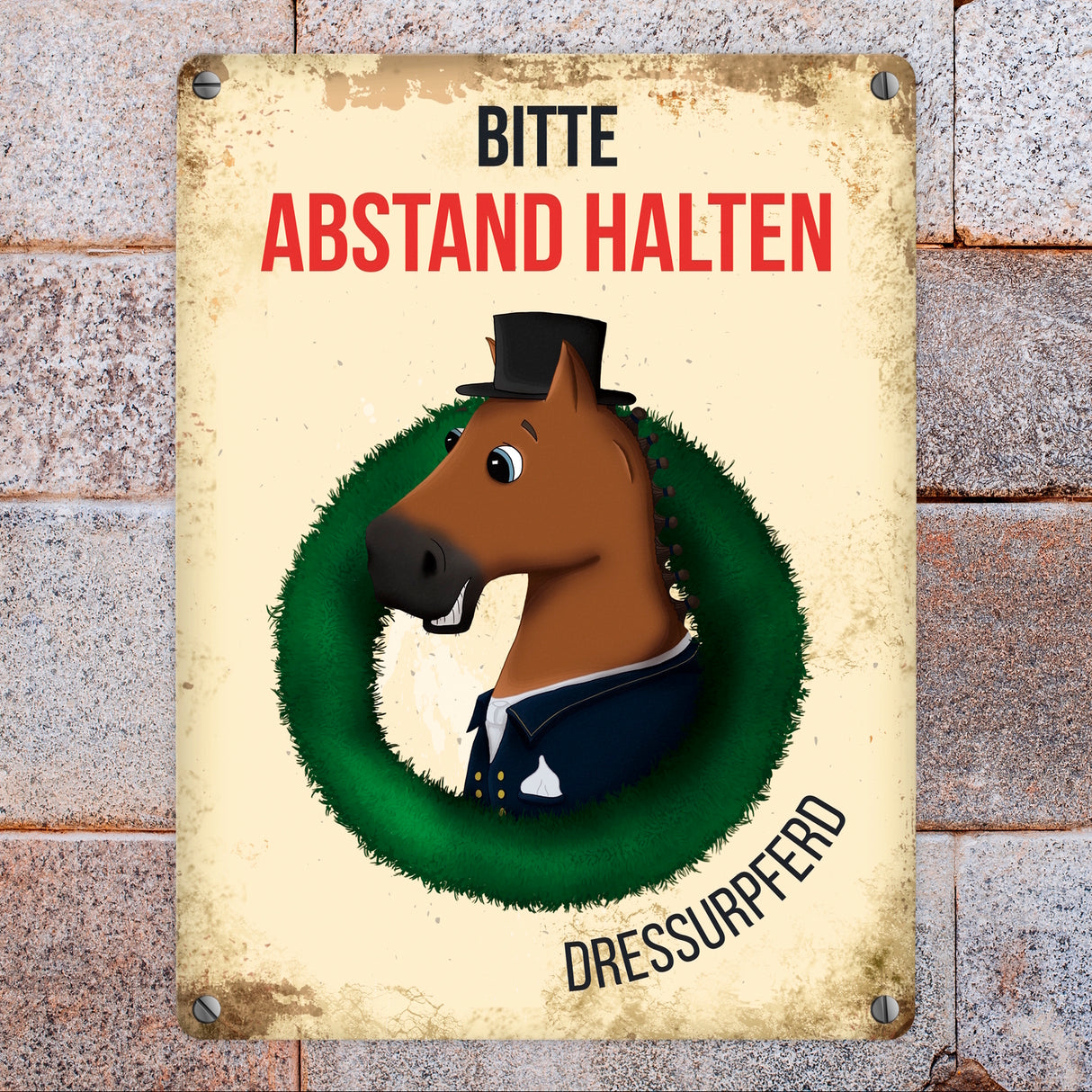 Metallschild mit Dressurpferd - Hängerschild, Anhängerschild