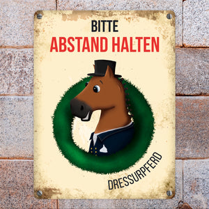 Metallschild mit Dressurpferd - Hängerschild, Anhängerschild