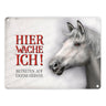 Metallschild mit Pferd Motiv und Spruch: Betreten auf eigene Gefahr - Koppelschild, Warnschild