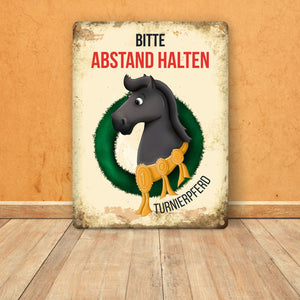 Metallschild mit Turnierpferd Motiv für Pferdeanhänger - Hängerschild, Anhängerschild, Pferd