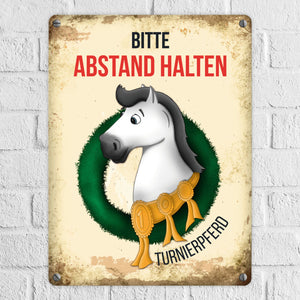 Metallschild mit Turnierpferd Motiv für Pferdeanhänger - Hängerschild, Anhängerschild, Pferd