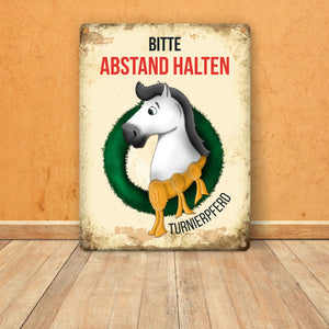 Metallschild mit Turnierpferd Motiv für Pferdeanhänger - Hängerschild, Anhängerschild, Pferd