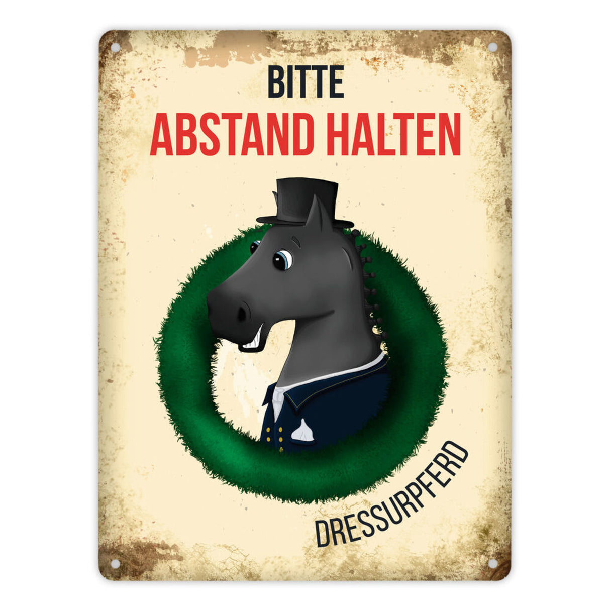 Metallschild mit Dressurpferd - Hängerschild, Anhängerschild