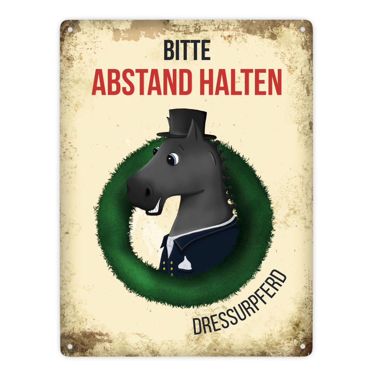 Metallschild mit Dressurpferd - Hängerschild, Anhängerschild