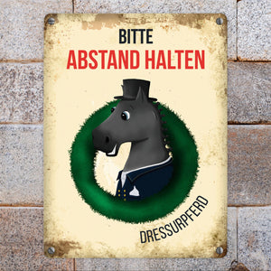 Metallschild mit Dressurpferd - Hängerschild, Anhängerschild
