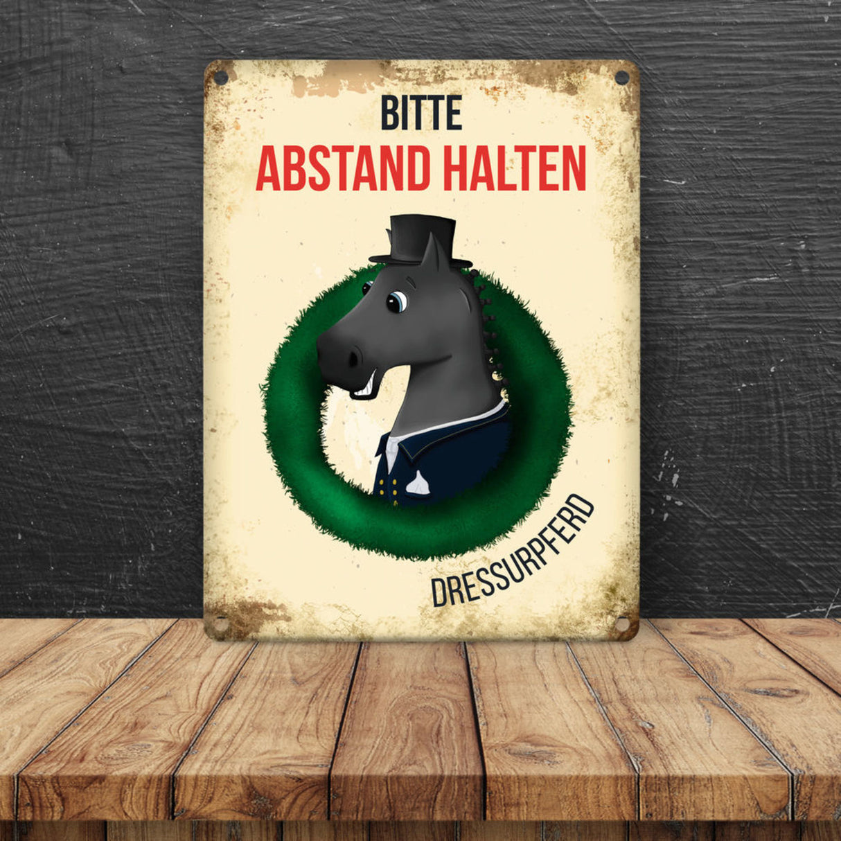 Metallschild mit Dressurpferd - Hängerschild, Anhängerschild
