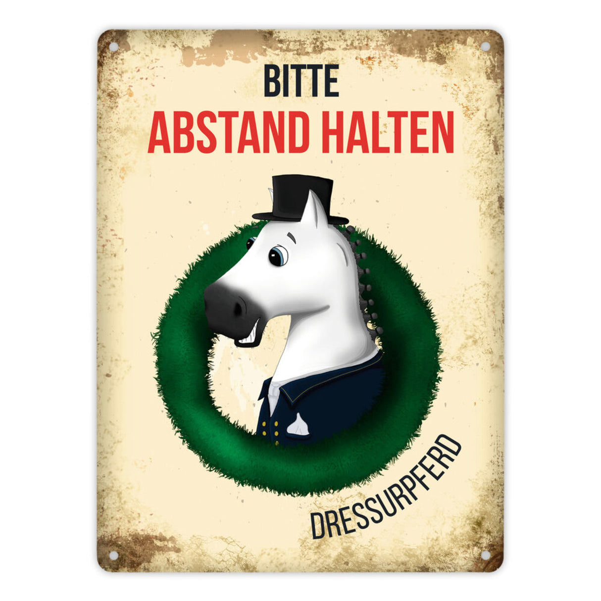 Metallschild mit Dressurpferd - Hängerschild, Anhängerschild