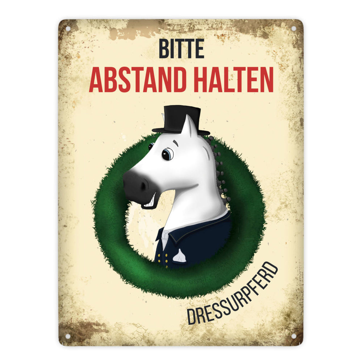 Metallschild mit Dressurpferd - Hängerschild, Anhängerschild