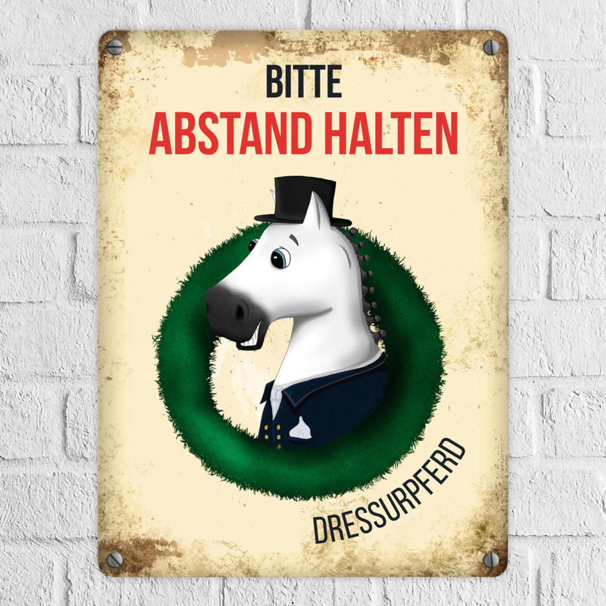 Metallschild mit Dressurpferd - Hängerschild, Anhängerschild