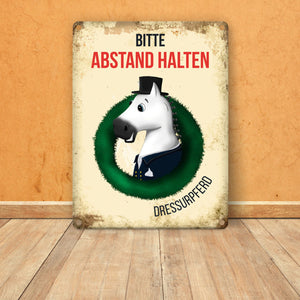 Metallschild mit Dressurpferd - Hängerschild, Anhängerschild
