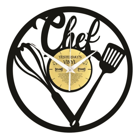 Chef Koch Vinyl Küchenuhr aus einer echten Schallplatte