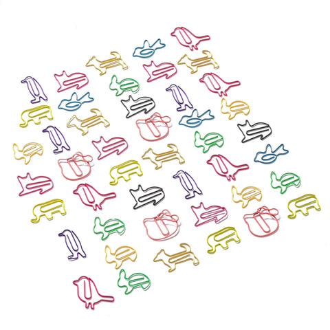 Tier Büroklammer in bunten Farben Tierwelt Motiv Briefklammer im 50er Set