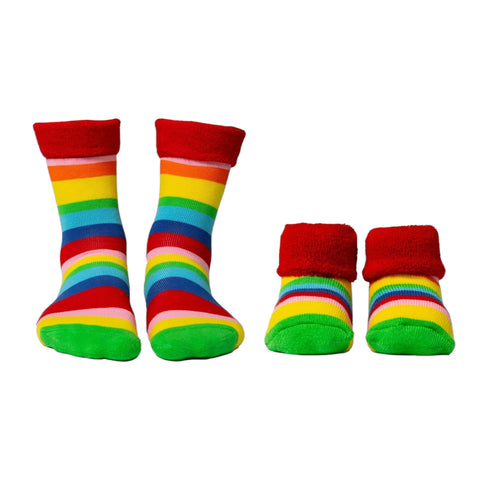 Regenbogen Socken Cucamelon Kuschelsocken für Mama und Baby in 38-40 und für Neugeborene (2 Paare)