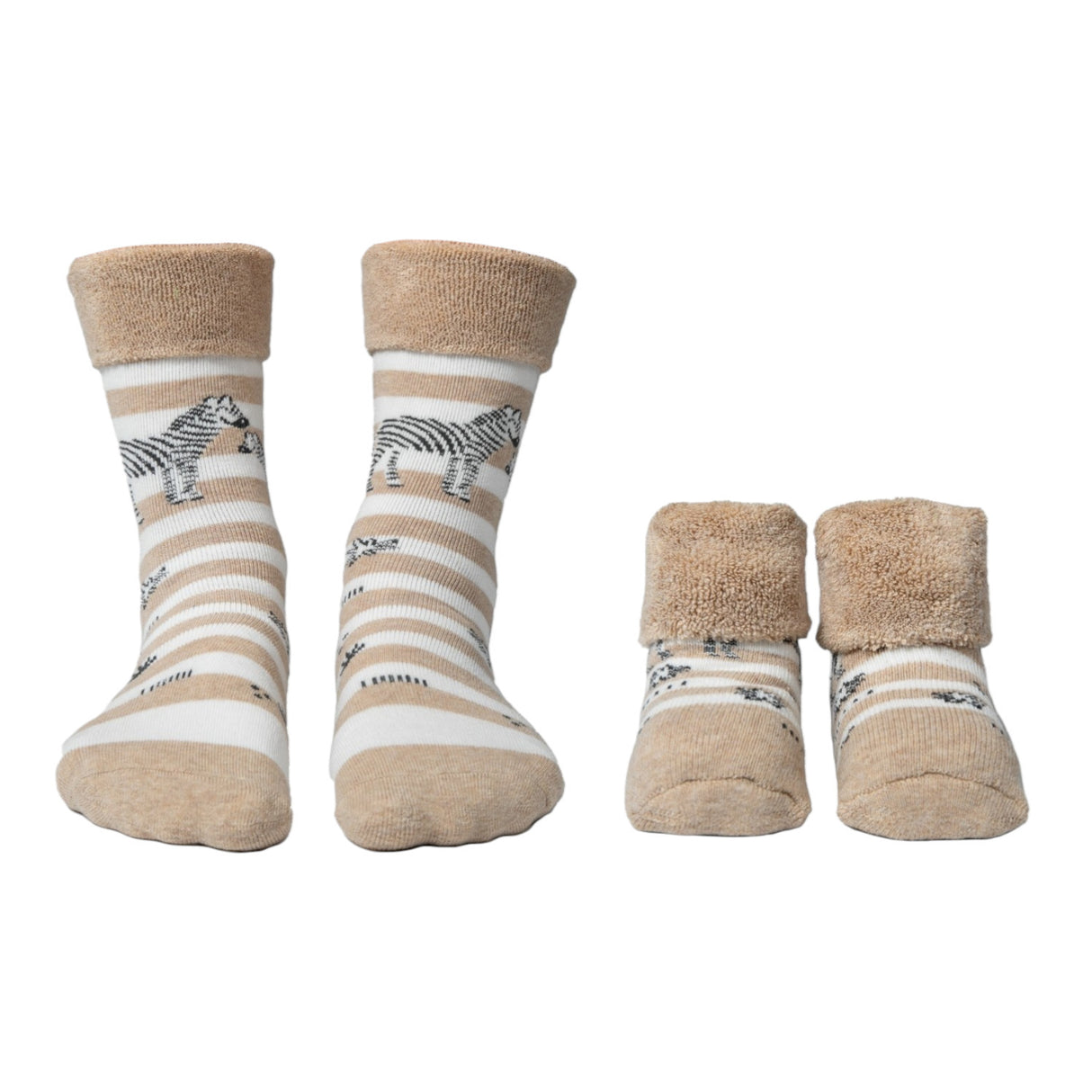Zebra Socken Cucamelon Kuschelsocken für Mama und Baby in 38-40 und für Neugeborene (2 Paare)