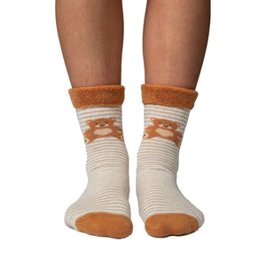 Teddybär Socken Cucamelon Kuschelsocken für Mama und Kind in 38-40 & 1-4 Jahre (2 Paare)