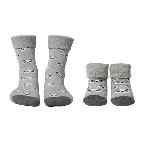 Panda Socken Cucamelon Kuschelsocken für Mama und Baby in 38-40 und für Neugeborene (2 Paare)