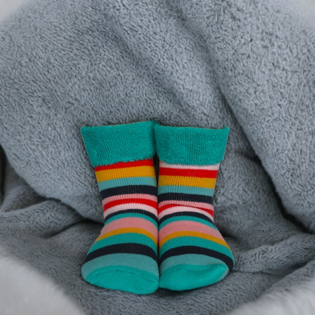 Bunte Streifen Socken Cucamelon Kuschelsocken für Mama und Kind in 38-40 & 1-4 Jahre (2 Paare)
