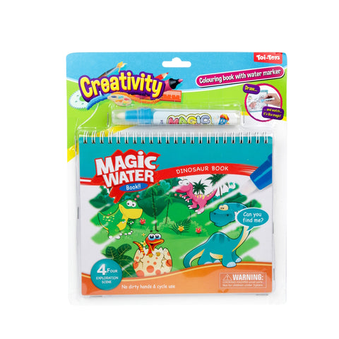 Dinosaurier Wassermalbuch mit Wasserstift und vier Entdeckerszenen zum Wiederverwenden
