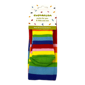 Regenbogen Socken Cucamelon Kuschelsocken für Mama und Baby in 38-40 und für Neugeborene (2 Paare)