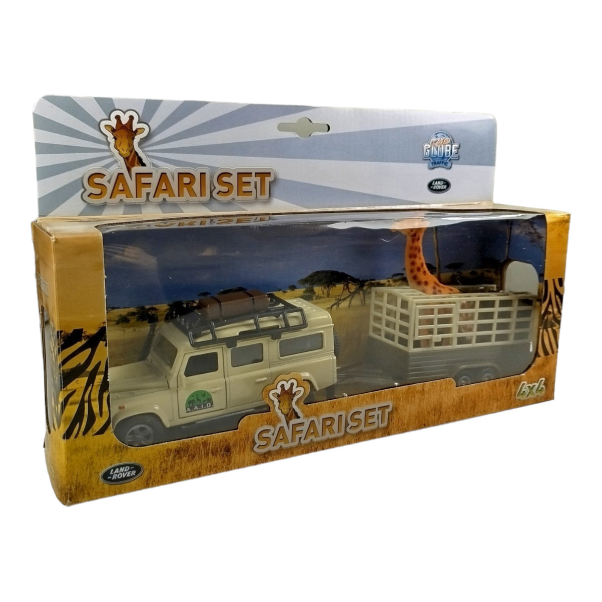 Safari Land Rover mit Anhänger Modellauto Defender Spielzeug mit Pull Back Motor
