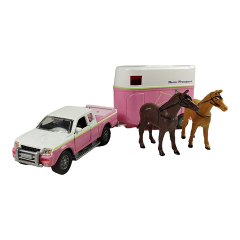 Mitsubishi Pickup mit Pferdeanhänger Spielzeugauto mit Pull Back Motor