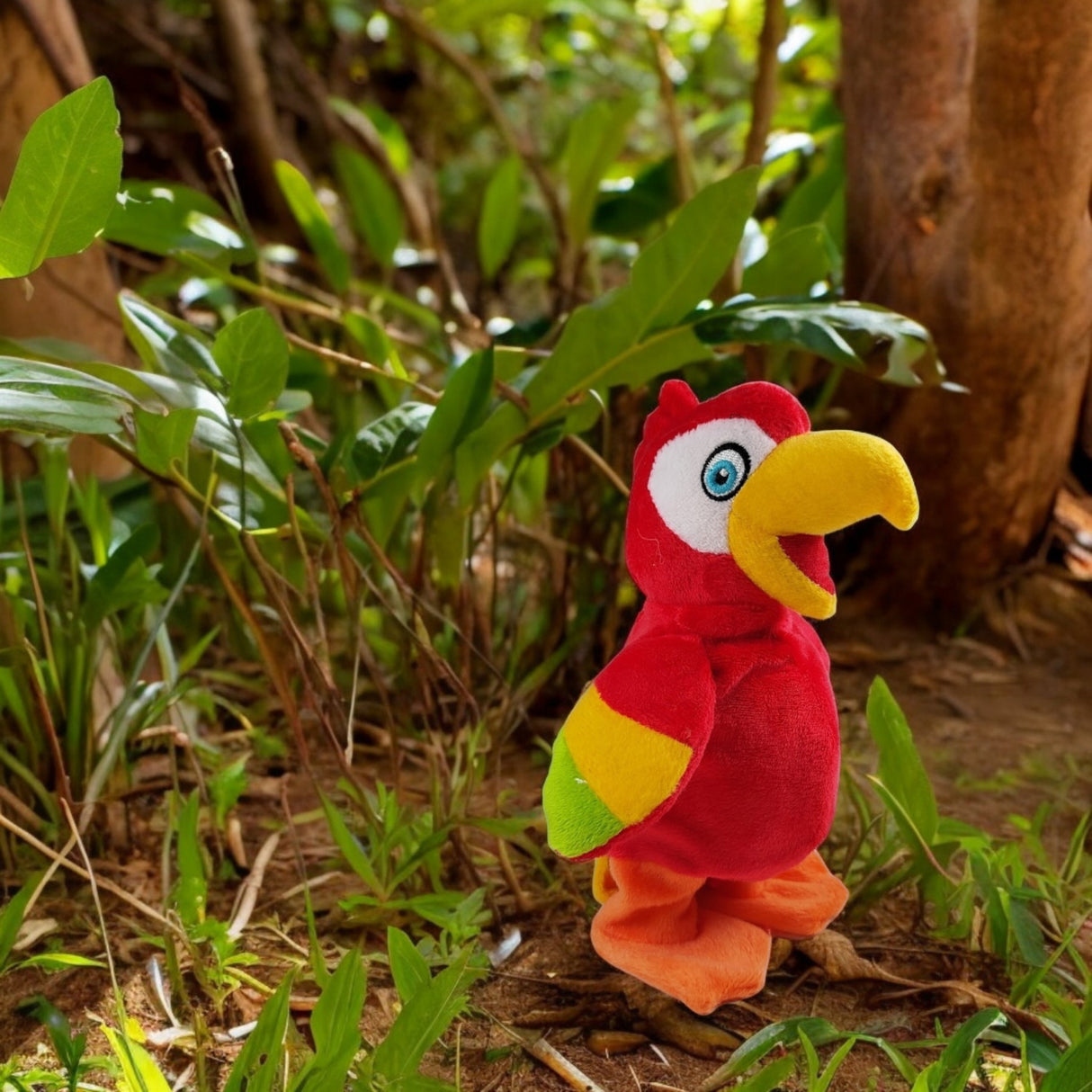 Sprechender Papagei in rot mit Bewegungs- und Nachsprechfunktion