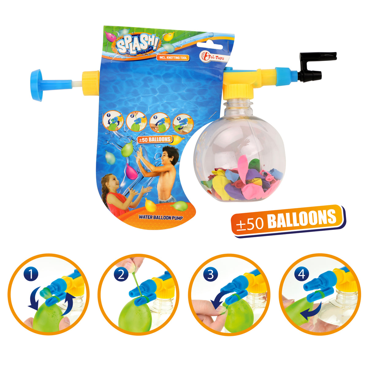 Splash Wasserballonpumpe mit 50 Wasserbomben