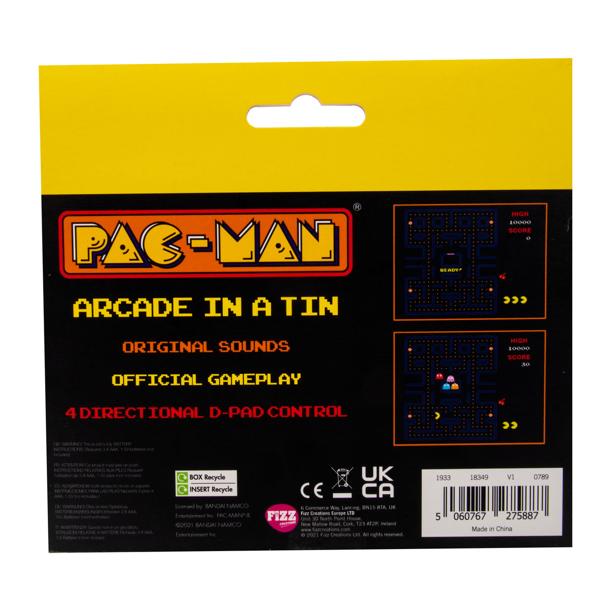 Pac-Man Arcade Spielekonsole in der Metalldose mit Sound