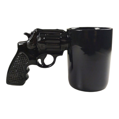 Revolver Kaffeebecher - Pistolen-Tasse in Schwarz