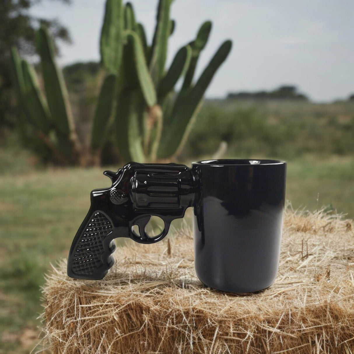 Revolver Kaffeebecher - Pistolen-Tasse in Schwarz