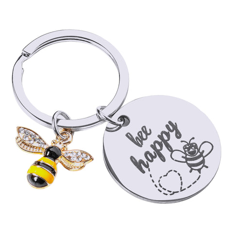 Bee Happy Schlüsselanhänger Bienen Glücksbringer für den Schlüsselbund