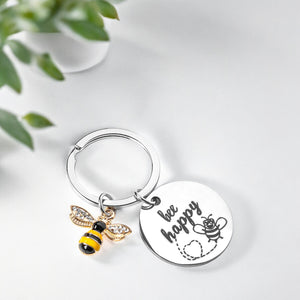 Bee Happy Schlüsselanhänger Bienen Glücksbringer für den Schlüsselbund